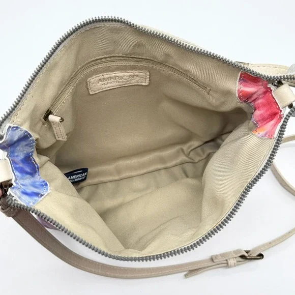 American Leather Co ALC Cleveland Crossbody Bag Tie Dye Floral Leather - Picture 9 of 14